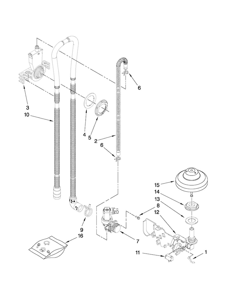 Fill, Drain And Overfill Parts Diagram and Parts List for MDB7759AWS3  Maytag Dishwasher