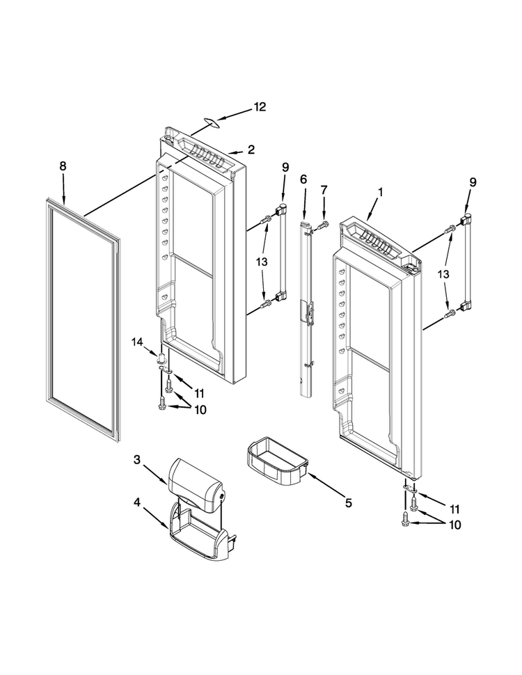 Refrigerator Door Parts Diagram and Parts List for MFF2558DEM00  Maytag Refrigerator