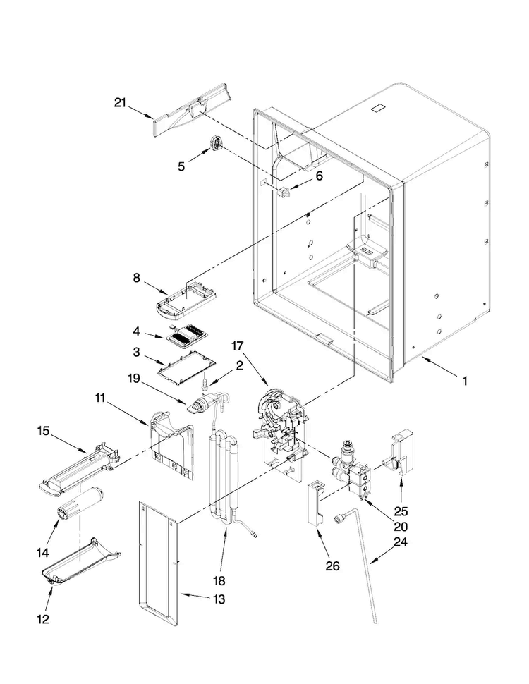 Refrigerator Liner Parts Diagram and Parts List for JFX2597AEP0  Jenn-Air Refrigerator