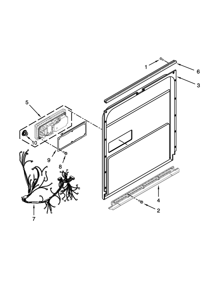 Inner Door Parts Diagram and Parts List for JDB8000AWB3  Jenn-Air Dishwasher