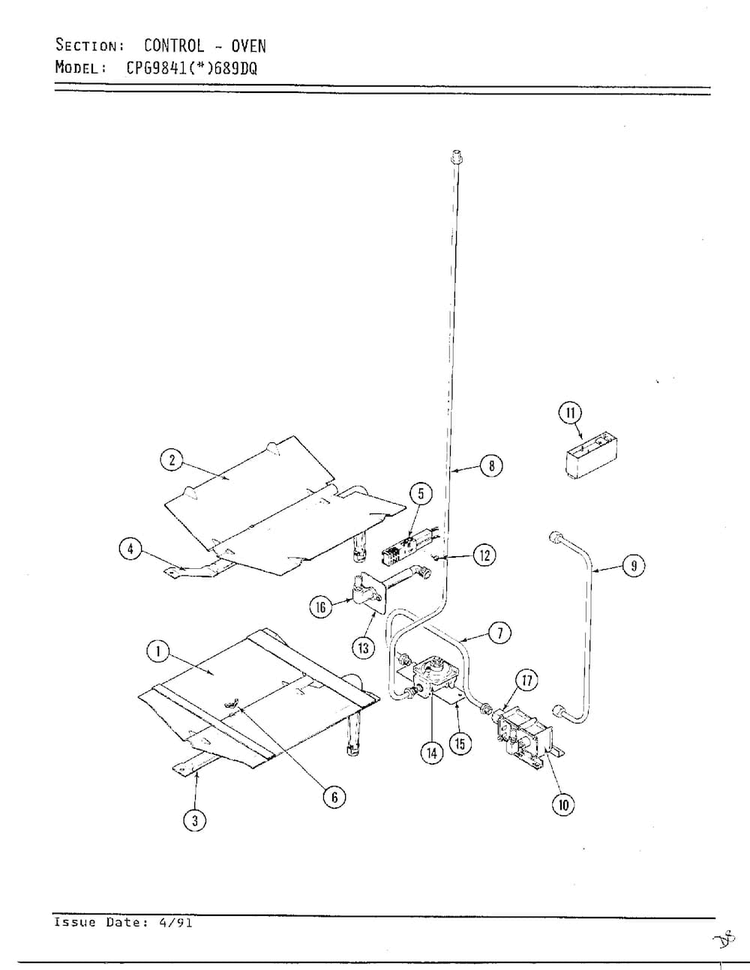 Control- Oven Diagram and Parts List for CPG9841(*)689DQ  Hardwick Range