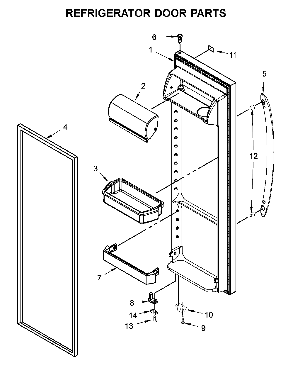 Refrigerator Door Parts Diagram and Parts List for 1064650042714  Kenmore Refrigerator