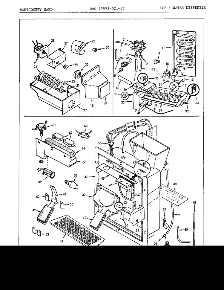 Ice And Water Dispenser Diagram and Parts List for 19973A  Admiral Refrigerator
