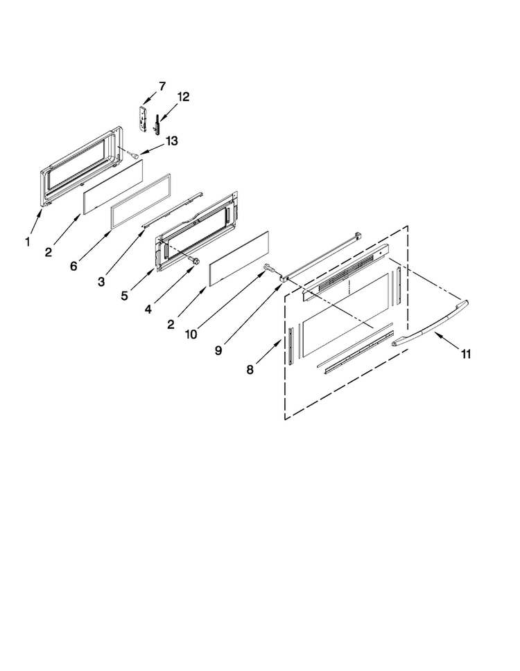 Upper Door Parts Diagram and Parts List for MGT8885XB00  Maytag Range