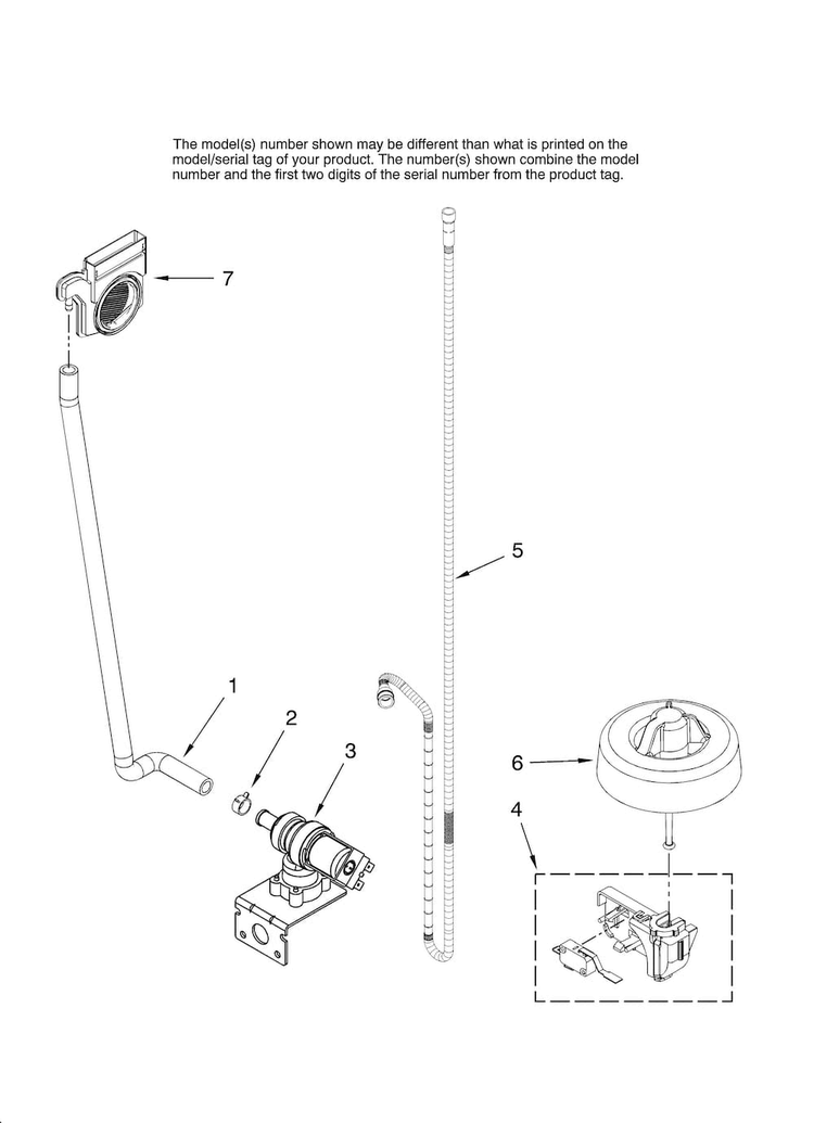 Fill And Overfill Parts Diagram and Parts List for JDB1255AWB41  Jenn-Air Dishwasher