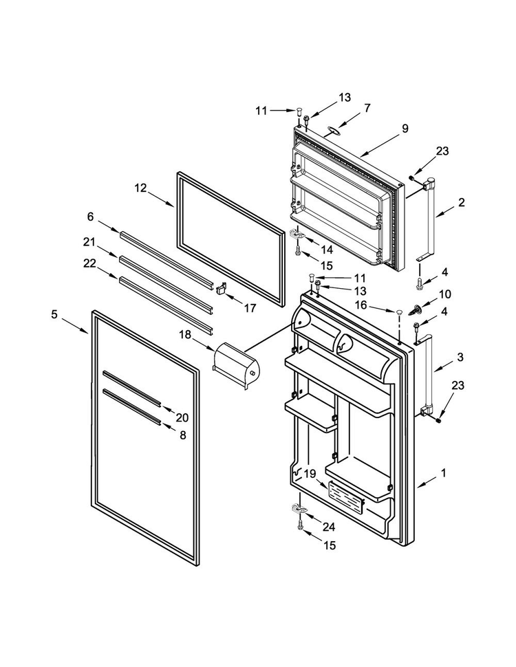 Door Parts Diagram and Parts List for MRT318FZDH01  Maytag Refrigerator