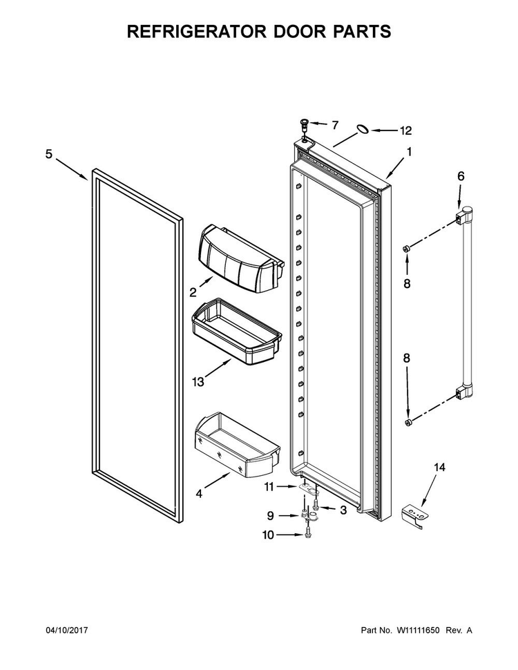 Refrigerator Door Parts Diagram and Parts List for MSC21C6MEZ00  Maytag Refrigerator