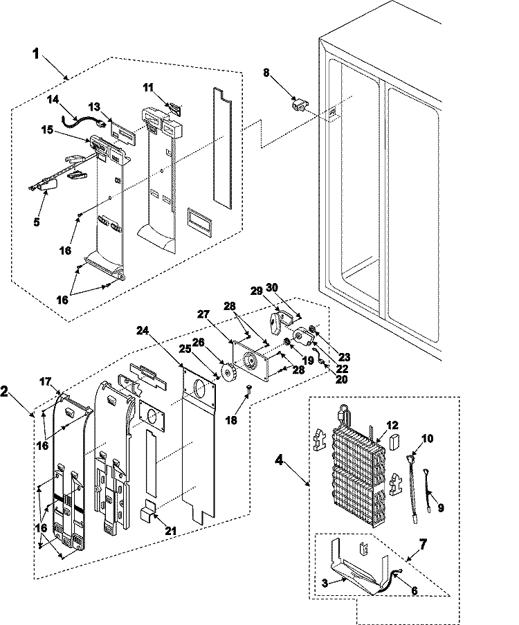 FREEZER COMPARTMENT Diagram and Parts List for RH2777AT  Maytag Refrigerator