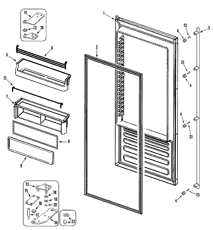 FRESH FOOD DOOR (RJRS4270D) Diagram and Parts List for RJRS4270D  Maytag Refrigerator