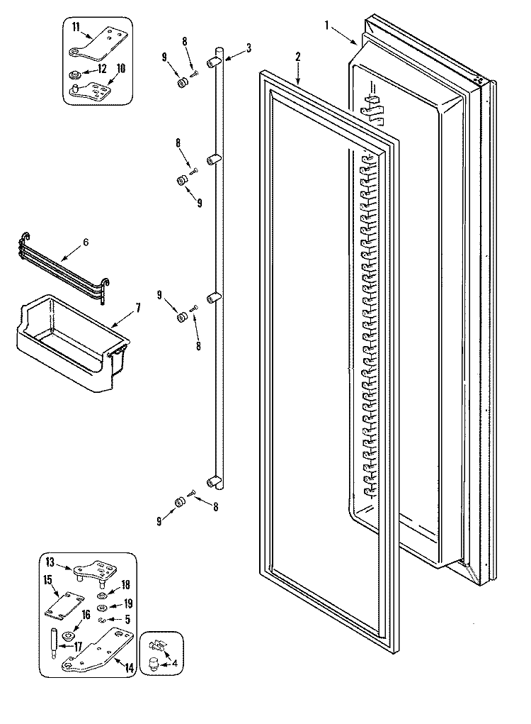 FREEZER DOOR (RJRS4270D) Diagram and Parts List for RJRS4270D  Maytag Refrigerator