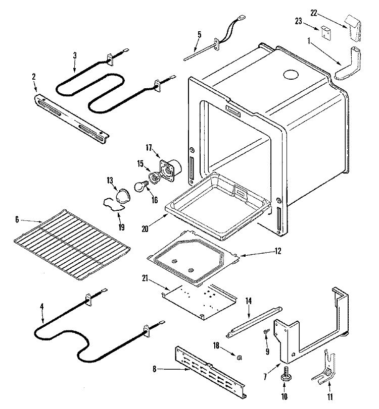 OVEN / BASE Diagram and Parts List for PERL451ACQ  Maytag Range