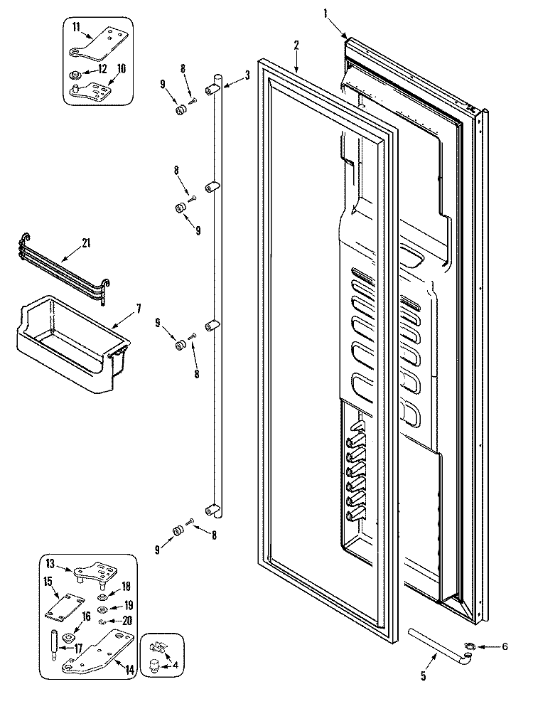 FREEZER DOOR (RJRS4280D) Diagram and Parts List for RJRS4280D  Maytag Refrigerator