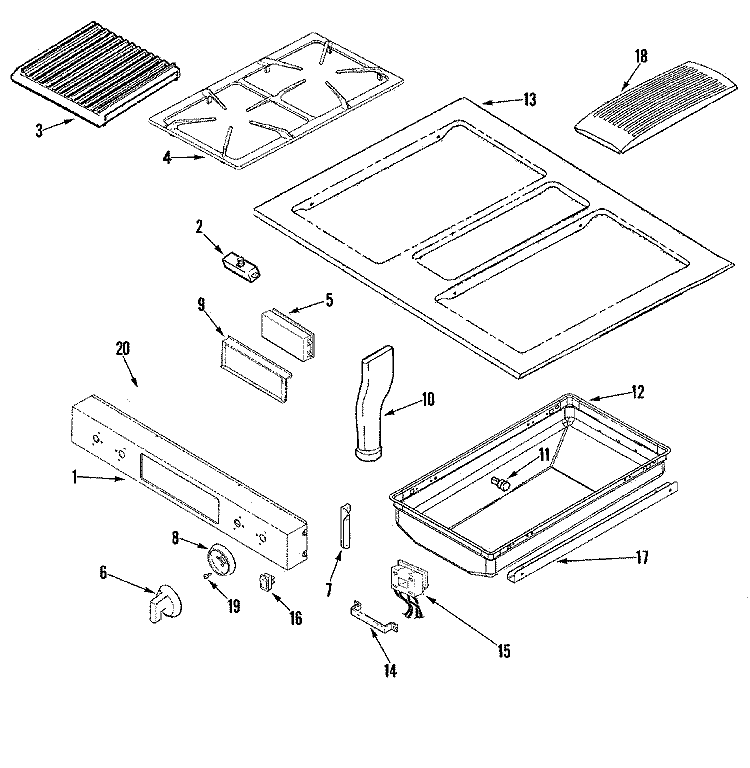 CONTROL PANEL / TOP ASSEMBLY Diagram and Parts List for JDS9861AAP  Jenn-Air Range