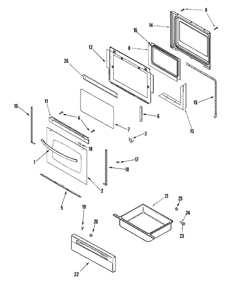 DOOR / DRAWER (SLV) Diagram and Parts List for AER5712ACZ  Amana Range