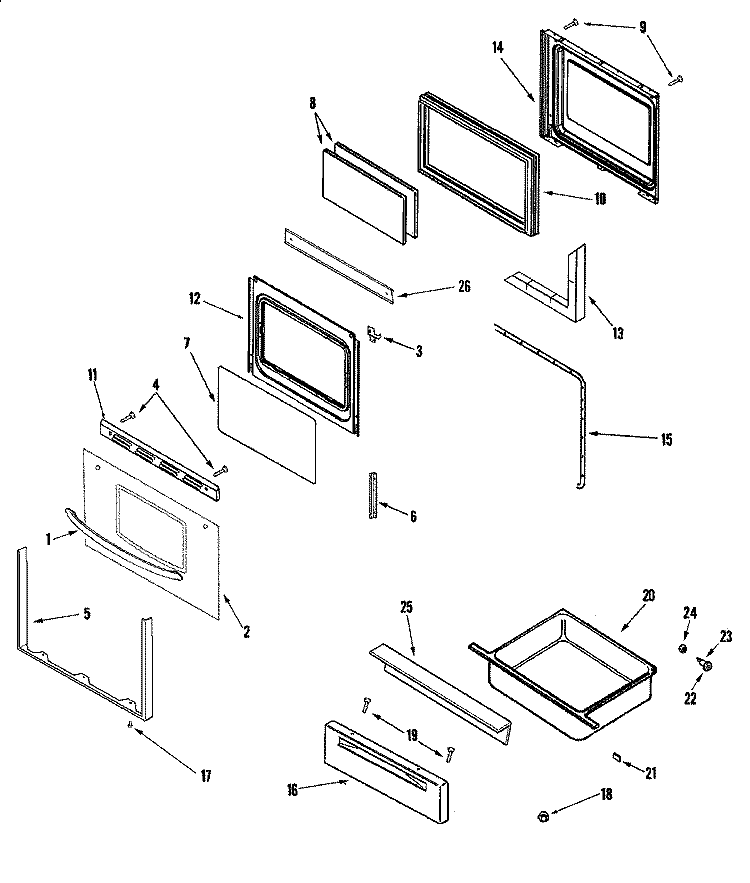 DOOR / DRAWER Diagram and Parts List for LGR3330ADZ  Admiral Range