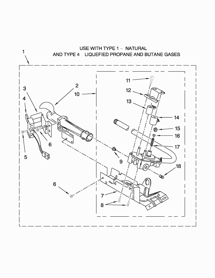 8318272 Burner Assembly Parts Diagram and Parts List for AGD4675YQ2  Admiral Dryer