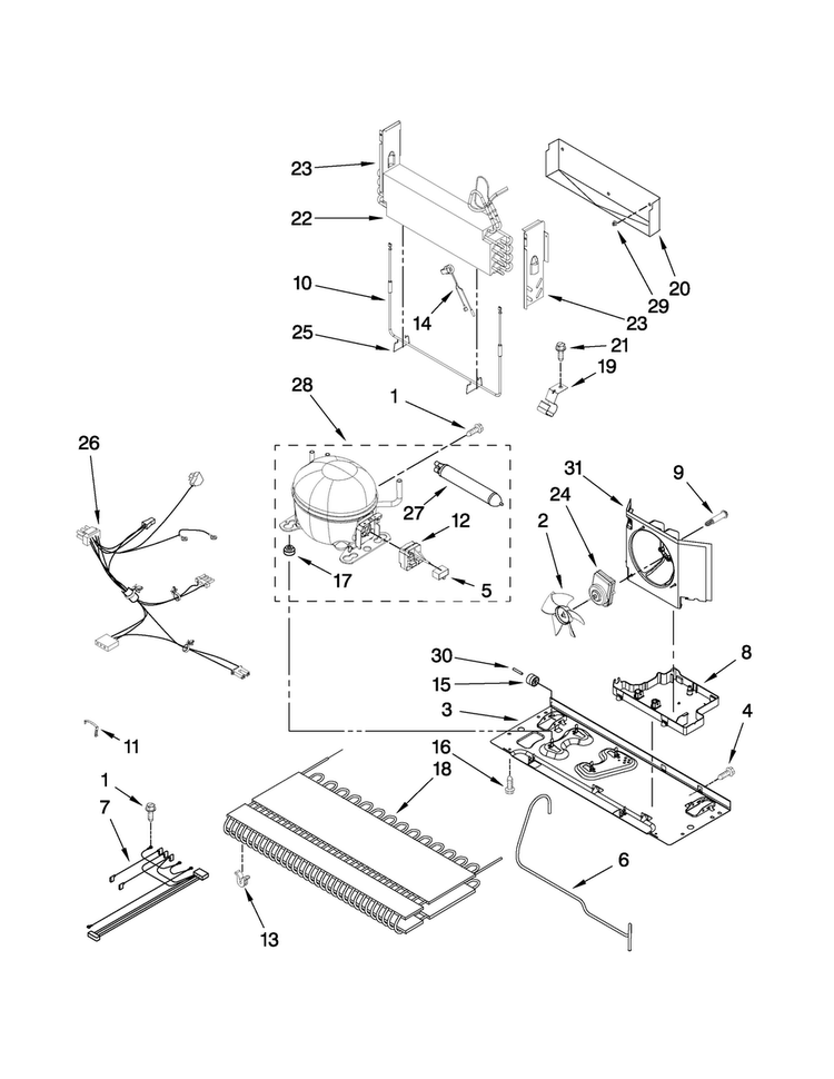 Unit Parts Diagram and Parts List for JFI2589AES3  Jenn-Air Refrigerator