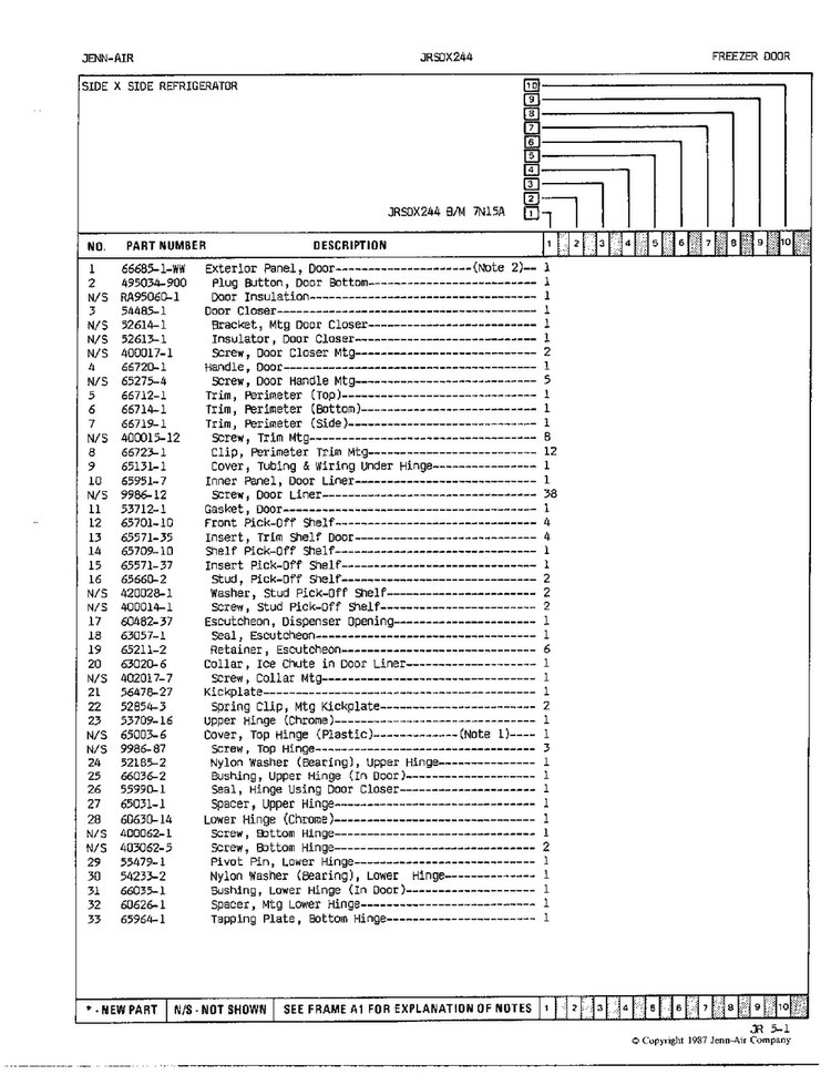 Freezer Door Page 2 Diagram and Parts List for 24882  Jenn-Air Refrigerator