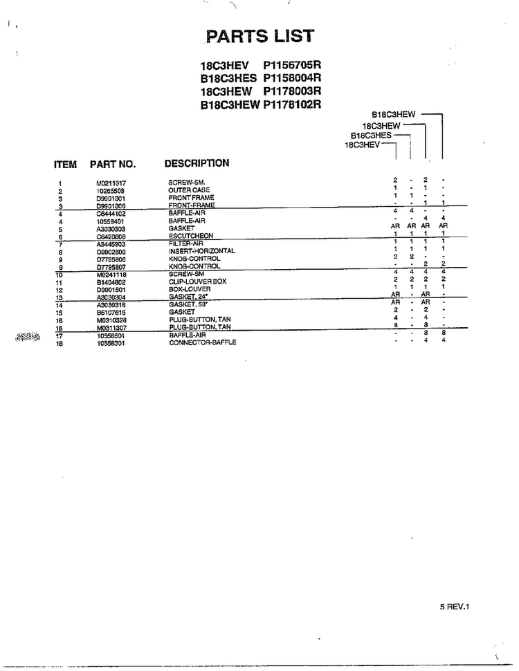 Air Conditioner Page 2 Diagram and Parts List for 5786  Amana Air Conditioner