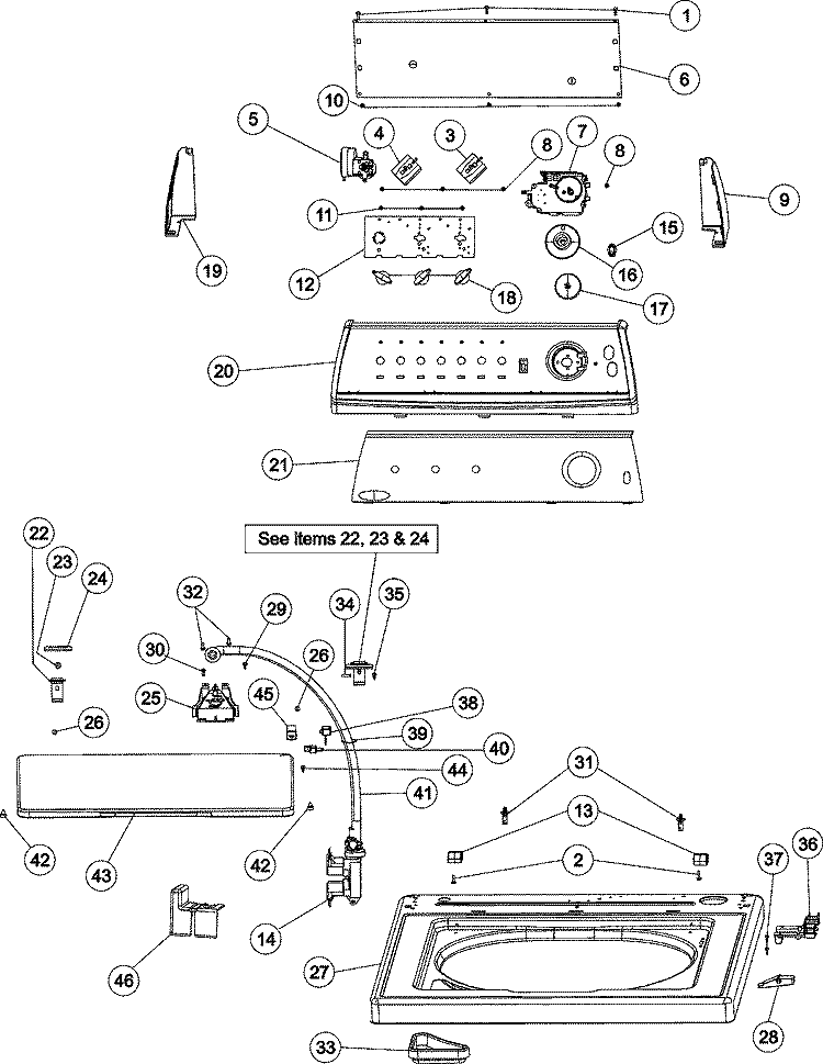 CONTROL PANEL & TOP Diagram and Parts List for PAV2755AAW  Maytag Washer