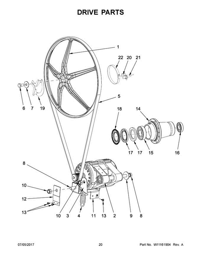 11 - Drive Parts Diagram and Parts List for MXR30PDAAS  Maytag Washer