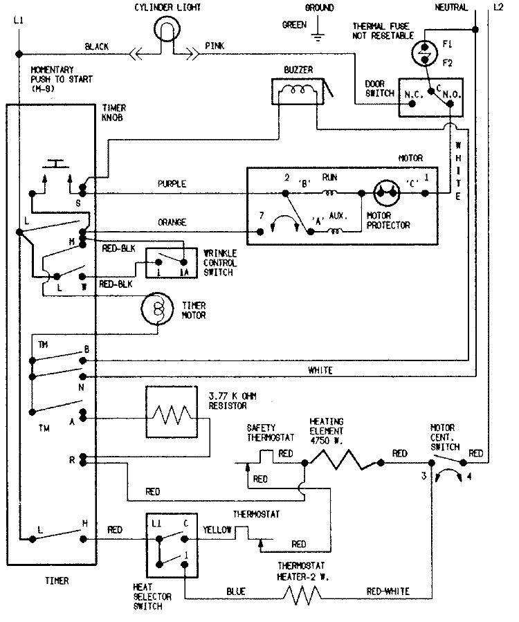 WIRING INFORMATION Diagram and Parts List for NDE2335AYW  Amana Dryer