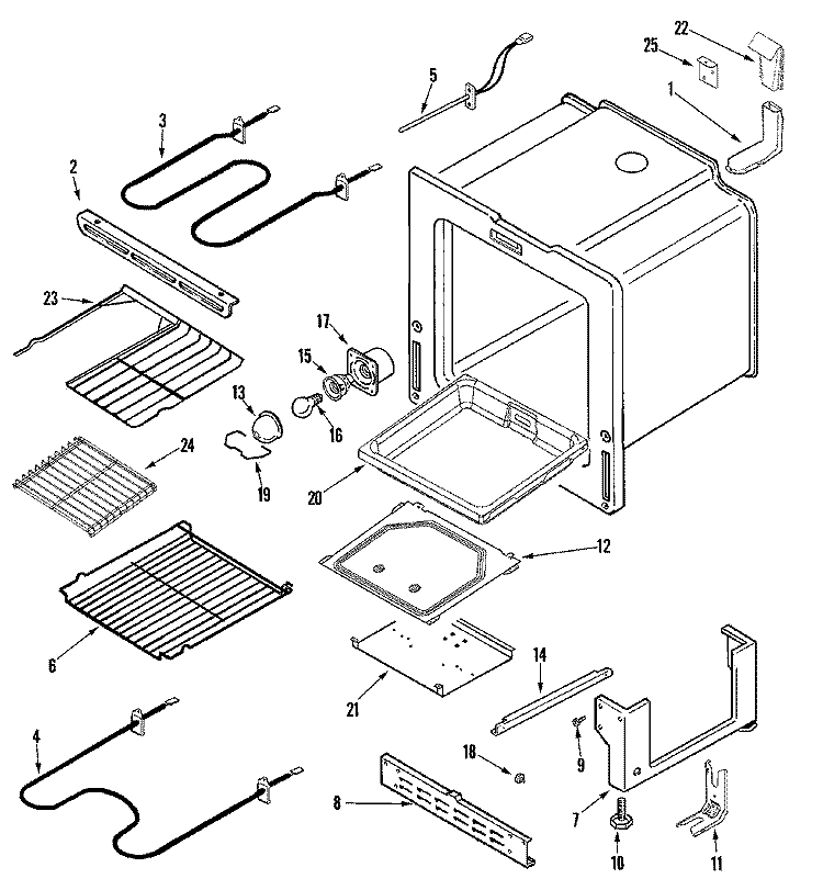 OVEN / BASE Diagram and Parts List for MERL753BAS  Maytag Range