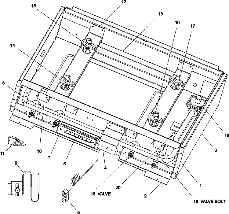 COOKTOP MANIFOLD Diagram and Parts List for RJRD3010A  Maytag Range