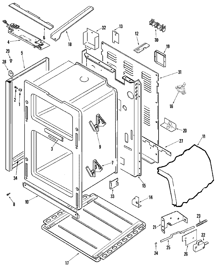 BODY Diagram and Parts List for MER6741BAW  Maytag Range