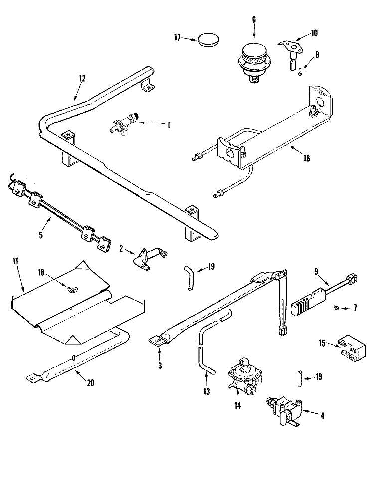 GAS CONTROLS Diagram and Parts List for AGR5712BDW  Amana Range