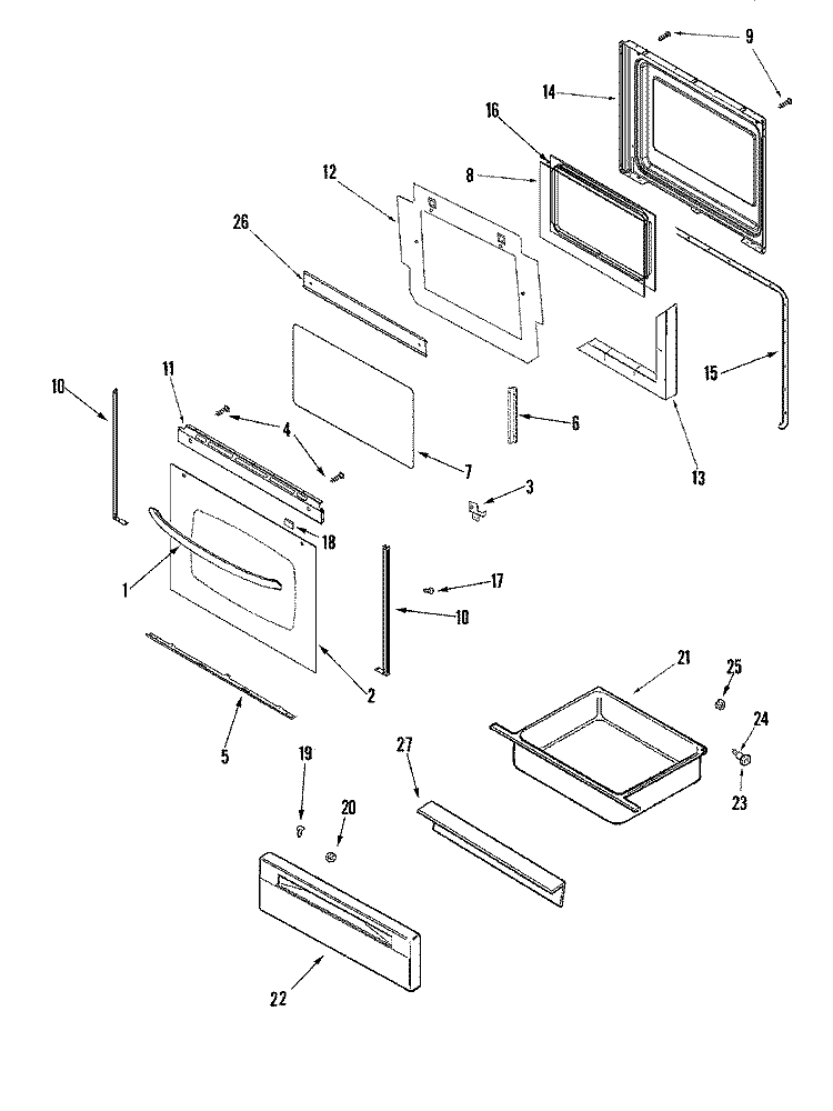 DOOR / DRAWER (SLV) Diagram and Parts List for AGR5712ADZ  Amana Range
