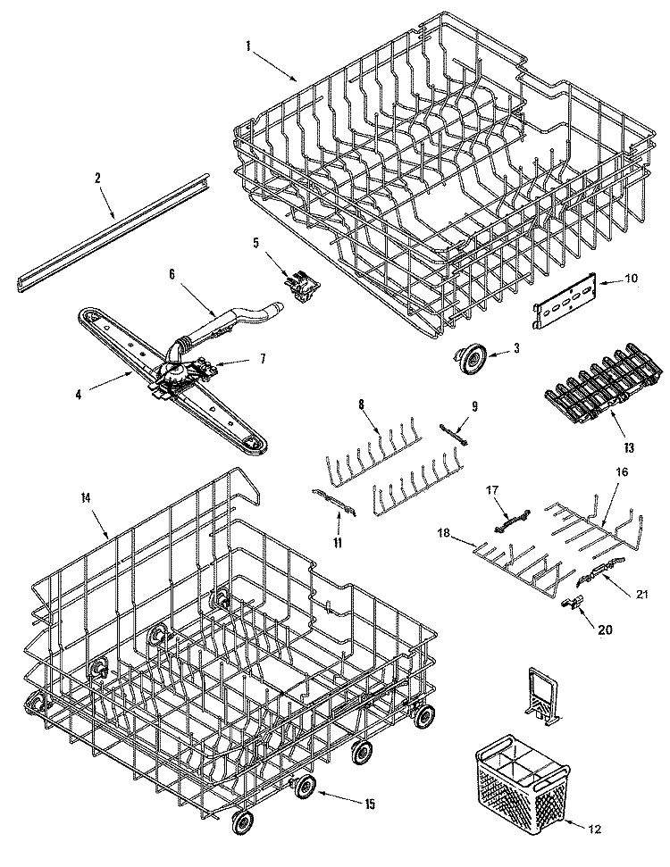 RAIL & RACK ASSEMBLY Diagram and Parts List for MDBM755AWB  Maytag Dishwasher