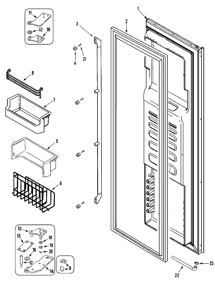 FREEZER DOOR Diagram and Parts List for EF48BDCBSS  Hardwick Refrigerator