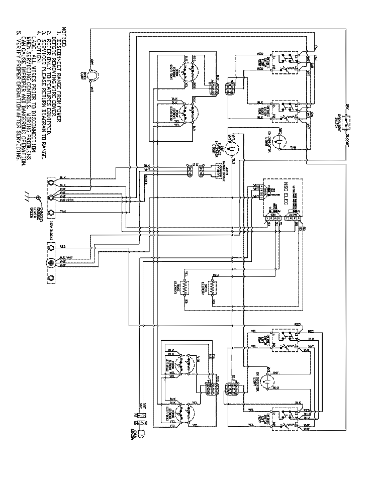 WIRING INFORMATION Diagram and Parts List for CER3725AGW  Magic Chef Range