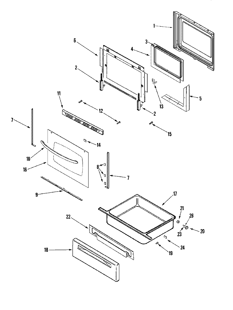 DOOR / DRAWER Diagram and Parts List for AGR5725RDB  Amana Range