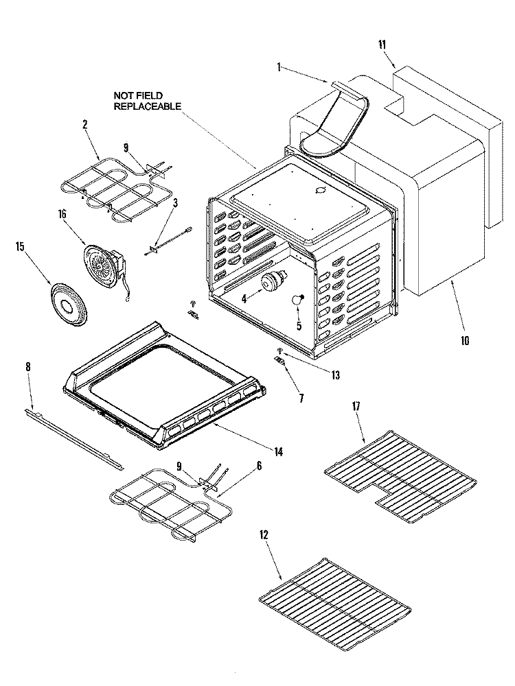CAVITY Diagram and Parts List for AER5815RCB  Amana Range