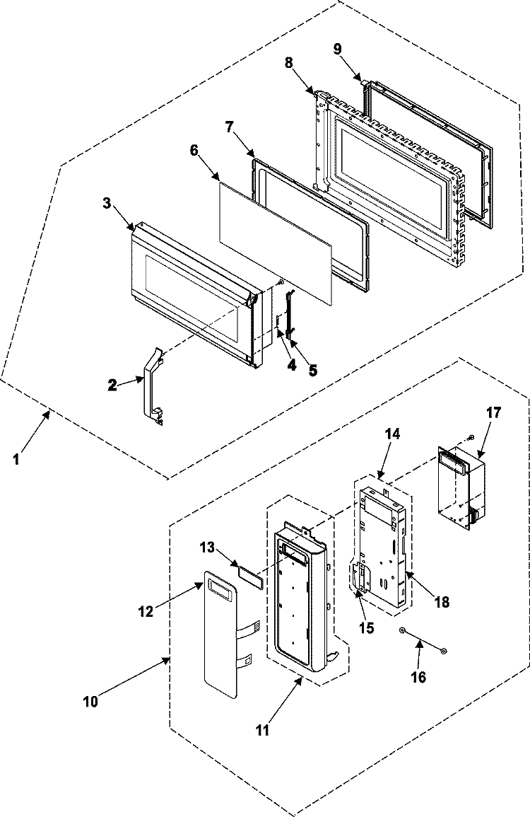 CTRL PANEL / DOOR ASY - SMH7177STE Diagram and Parts List for SMH7177STE  Maytag Microwave