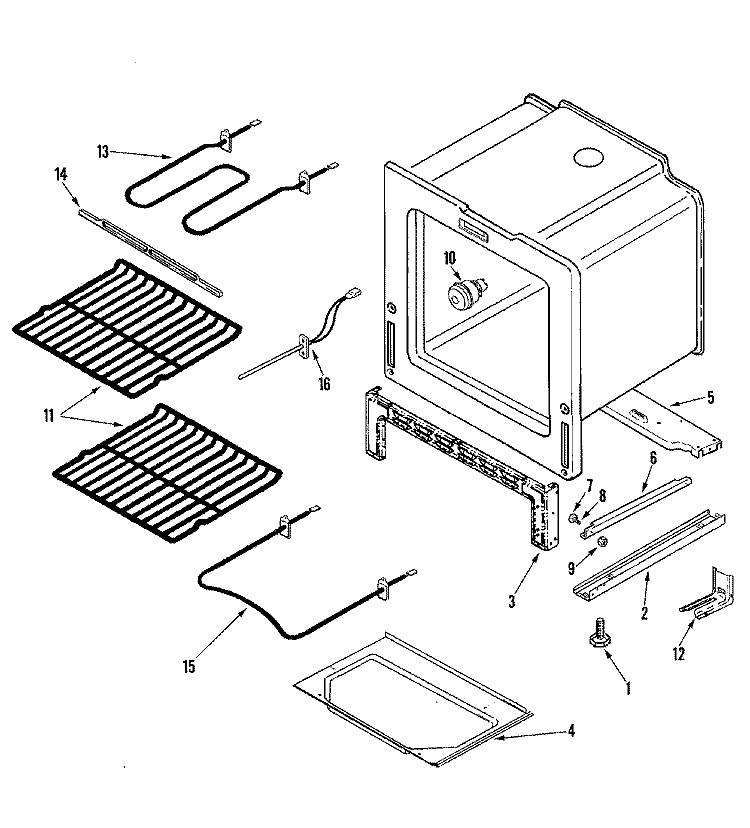 OVEN / BASE Diagram and Parts List for AES1350BAW  Amana Range