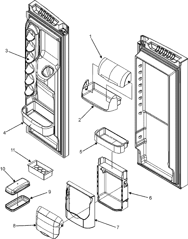 REF DOOR STORAGE Diagram and Parts List for MFI2067AEB  Maytag Refrigerator