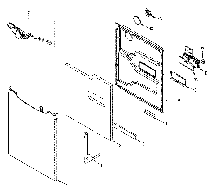 DOOR Diagram and Parts List for MDBS661AWB  Maytag Dishwasher
