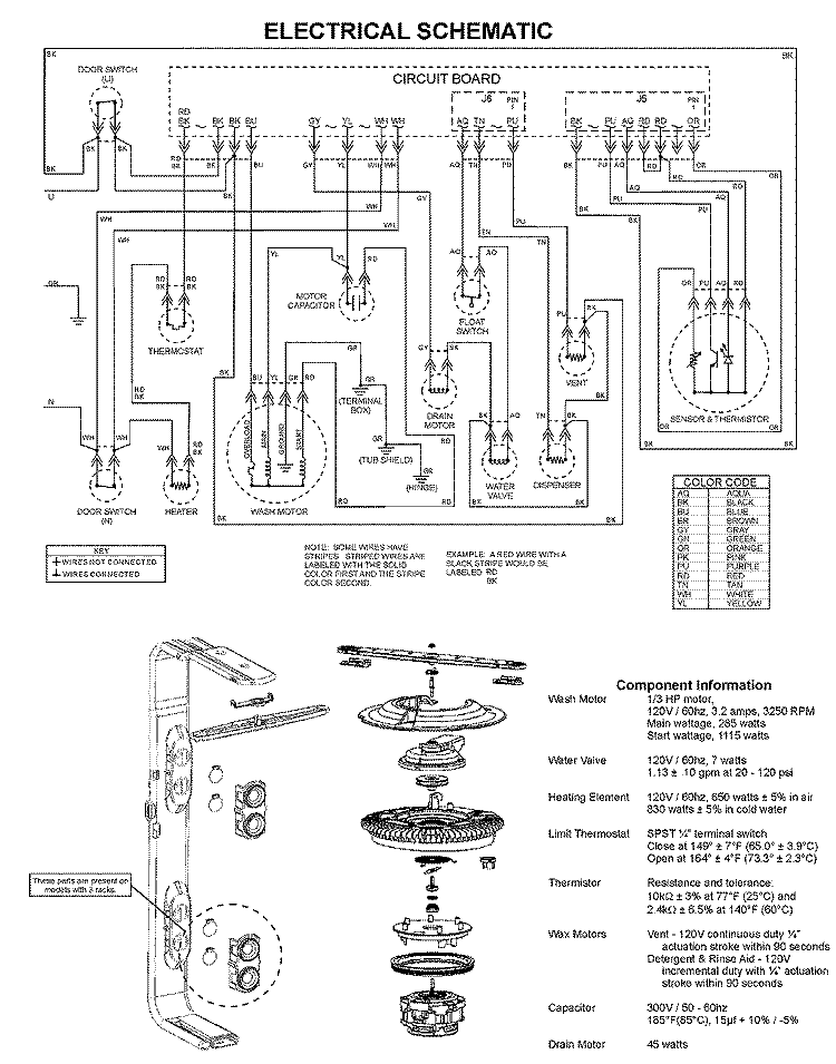 WIRING INFORMATION Diagram and Parts List for MDC4650AWB  Maytag Dishwasher