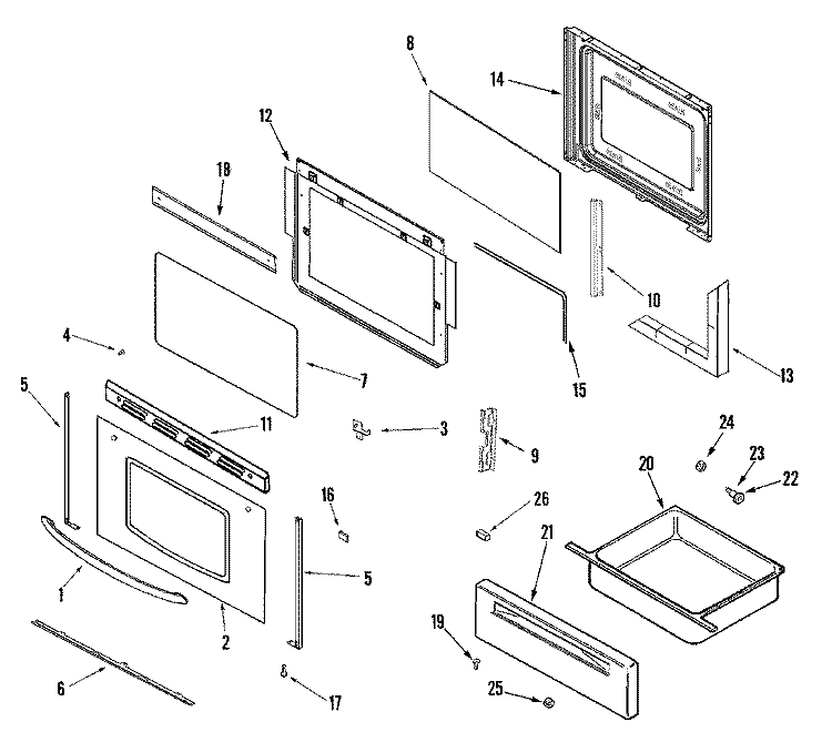DOOR / DRAWER (SERIES 15) Diagram and Parts List for LER3330AAW  Admiral Range