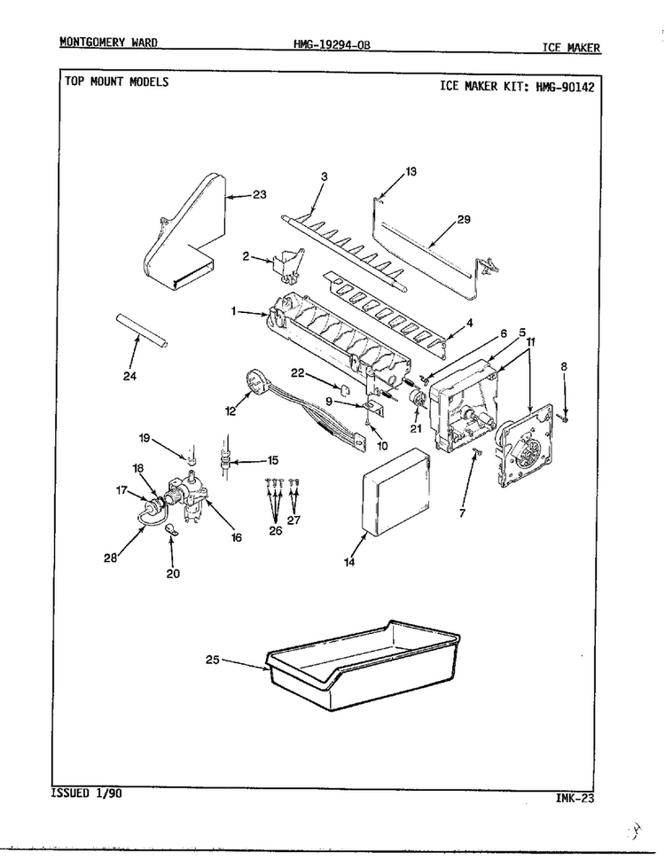 Ice Maker Diagram and Parts List for 19294A  Admiral Refrigerator