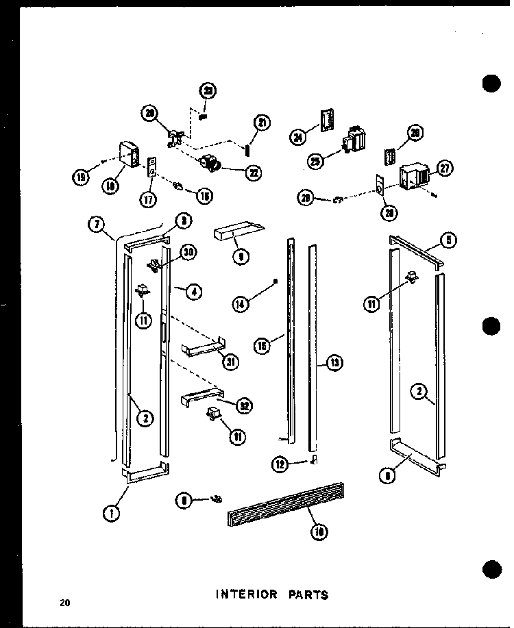 Interior Parts Diagram and Parts List for SRI19W-A-P60350-49WA  Amana Refrigerator