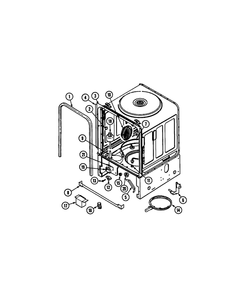 Inner Tub Diagram and Parts List for JDB6510AWK  Jenn-Air Dishwasher