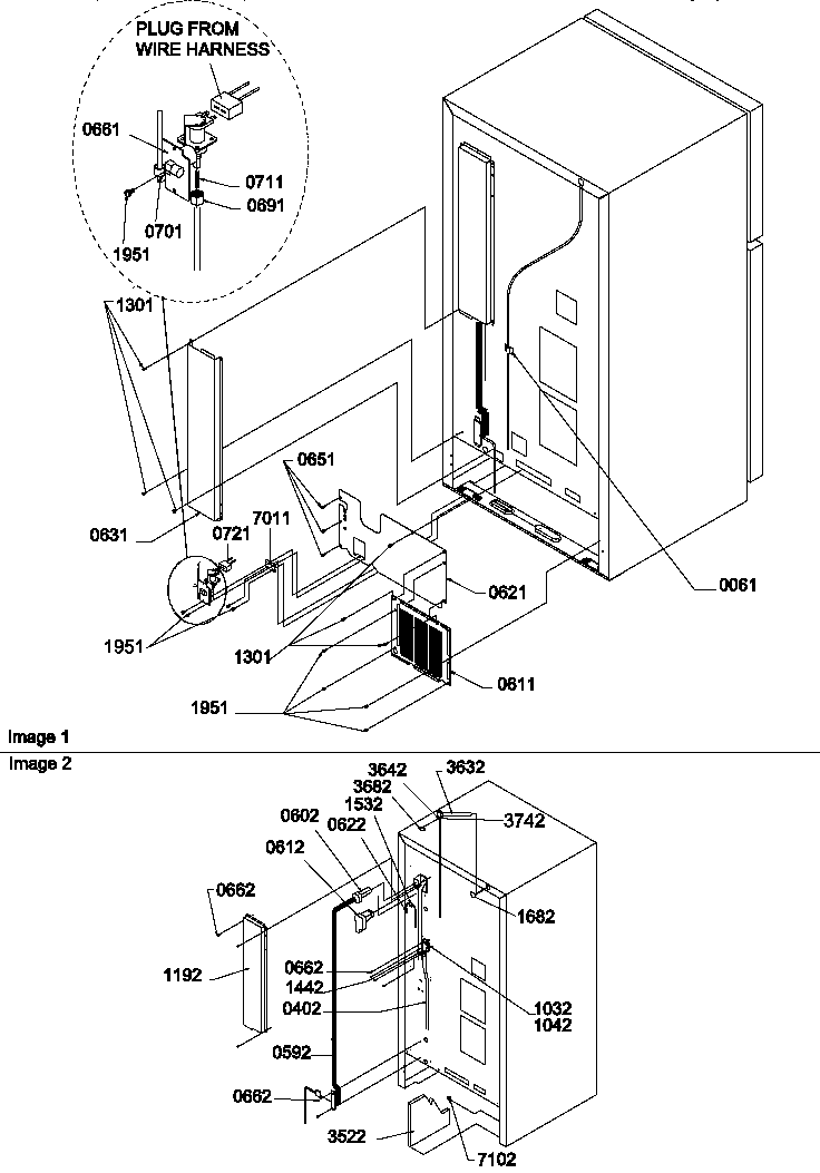 Cabinet Back Diagram and Parts List for TLC16V-P1311801WW  Amana Refrigerator