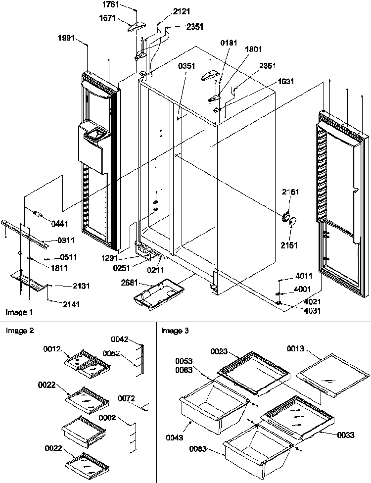 Refrigerator/freezer Lights And Hinges Diagram and Parts List for SRD522VW-P1320301WW  Amana Refrigerator