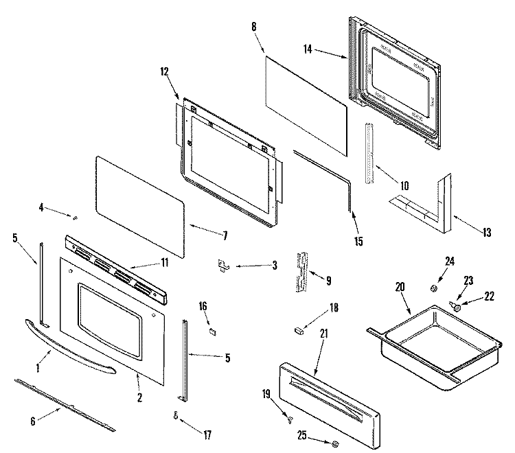DOOR / DRAWER (SERIES 16) Diagram and Parts List for CE38600AAB  Crosley Range