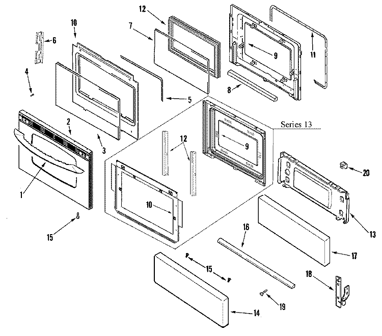 DOOR / DRAWER (STL) Diagram and Parts List for MGR4452BDS  Maytag Range