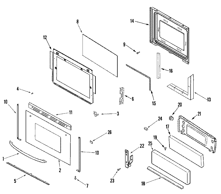 DOOR / DRAWER (SERIES 13) Diagram and Parts List for MGR4452BDW  Maytag Range